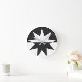 Black White Deco Star Sunburst Ronde Klok (Huis)