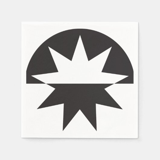 Black White Deco Star Sunburst Servet (Voorkant)