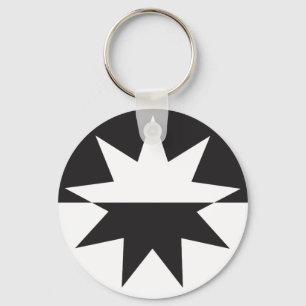 Black White Deco Star Sunburst Sleutelhanger