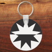 Black White Deco Star Sunburst Sleutelhanger (Voorkant)