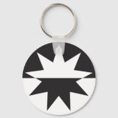 Black White Deco Star Sunburst Sleutelhanger (Achterkant)