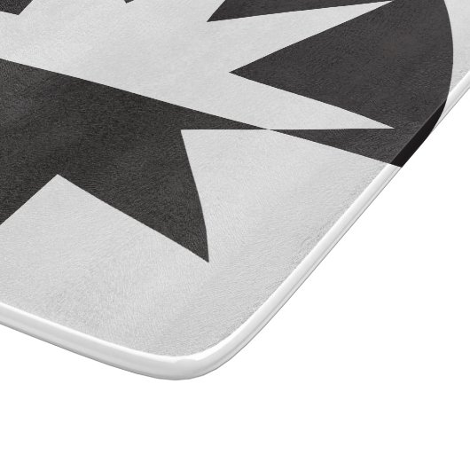 Black White Deco Star Sunburst Snijplank (Hoek)