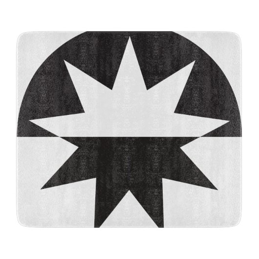 Black White Deco Star Sunburst Snijplank (Voorkant)