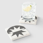 Black White Deco Star Sunburst Stenen Onderzetter (Zijkant)