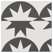 Black White Deco Star Sunburst Stof (Close Up)