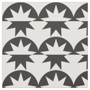 Black White Deco Star Sunburst Stof