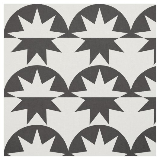 Black White Deco Star Sunburst Stof (Swatch)