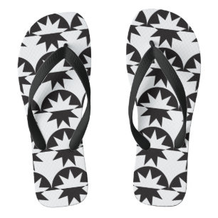 Black White Deco Star Sunburst Teenslippers