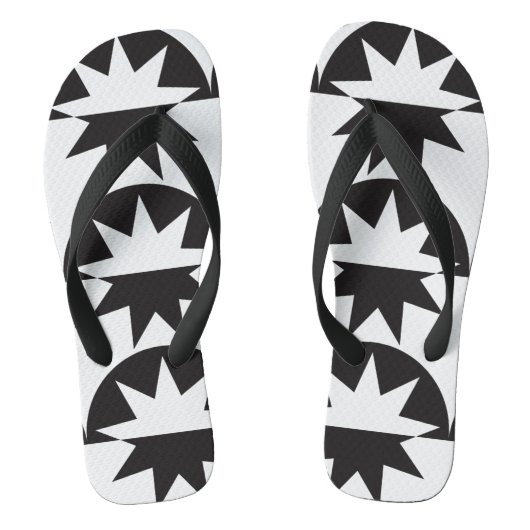 Black White Deco Star Sunburst Teenslippers (Voetbed)