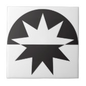 Black White Deco Star Sunburst Tegeltje (Voorkant)