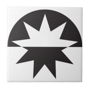 Black White Deco Star Sunburst Tegeltje