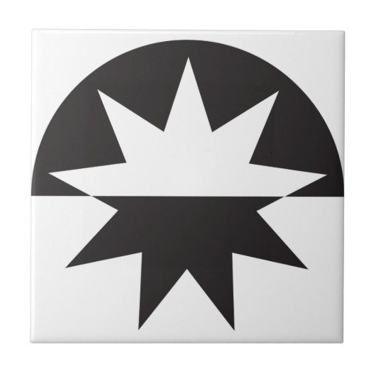 Black White Deco Star Sunburst Tegeltje (Voorkant)