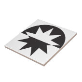Black White Deco Star Sunburst Tegeltje (Zijkant)