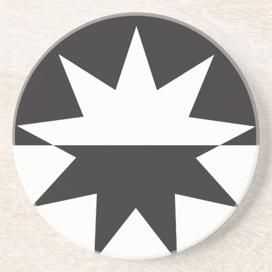 Black White Deco Star Sunburst Zandsteen Onderzetter (Voorkant)