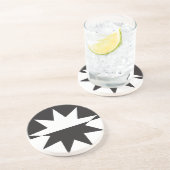 Black White Deco Star Sunburst Zandsteen Onderzetter (Zijkant)