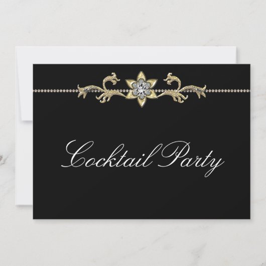 Black White Diamond Black White Cocktail Party Kaart (Voorkant)