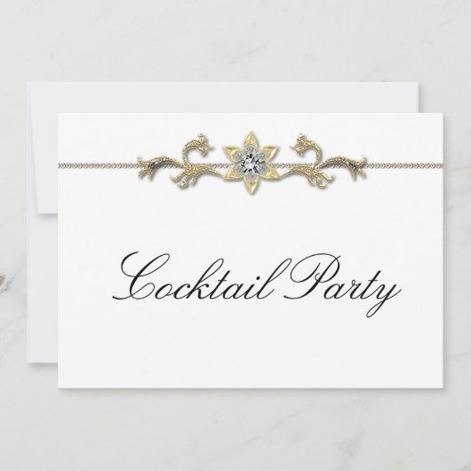Black White Diamond Black White Cocktail Party Kaart (Voorkant)