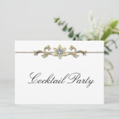 Black White Diamond Black White Cocktail Party Kaart (Staand voorkant)