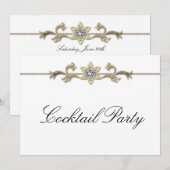 Black White Diamond Black White Cocktail Party Kaart (Voorkant / Achterkant)