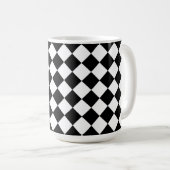 Black White Diamond Check-patroon Koffiemok (Voorkant rechts)