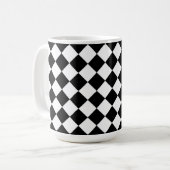 Black White Diamond Check-patroon Koffiemok (Voorkant links)