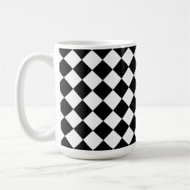 Black White Diamond Check-patroon Koffiemok