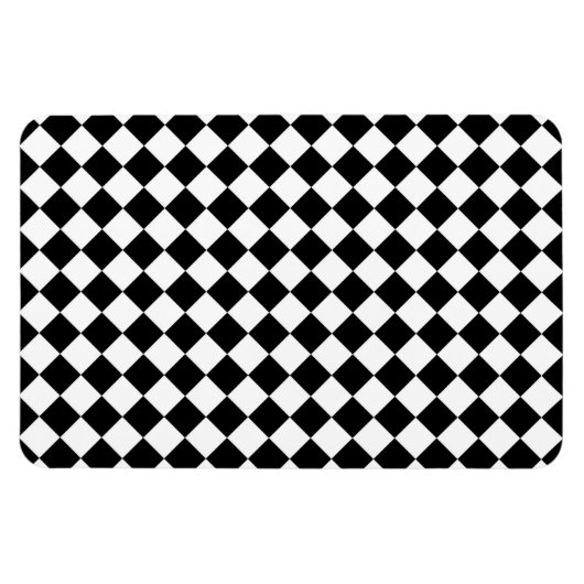 Black White Diamond Check-patroon Magneet (Horizontaal)
