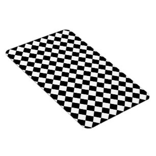 Black White Diamond Check-patroon Magneet