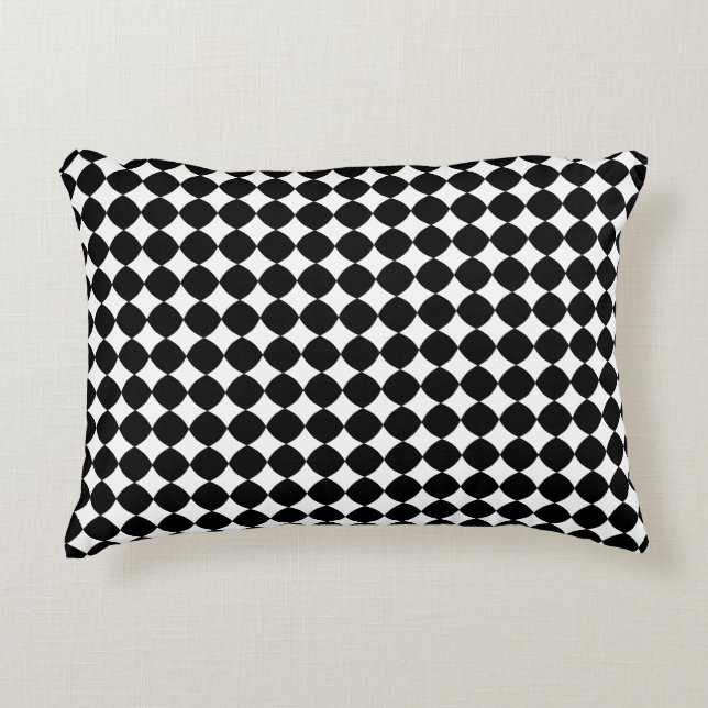 Black & White Diamond Checker Accent Pillow Accent Kussen (Voorkant)