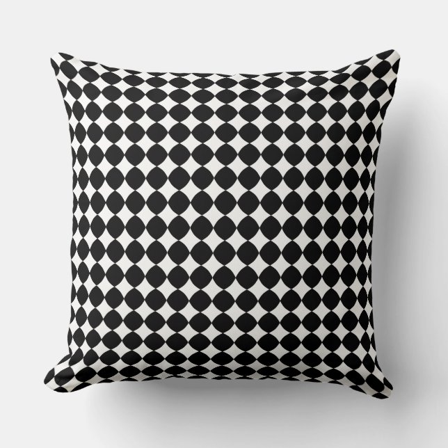 Black & White Diamond Checker Pattern Throw Pillow Kussen (Voorkant)