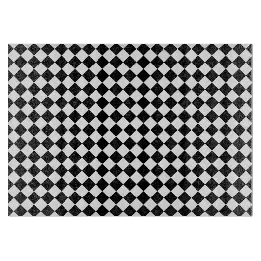 Black White Diamond Checkers Snijplank (Voorkant)