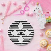 Black White Diamond Geometric Stripes Pattern Papieren Bordje (Feest)