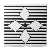 Black White Diamond Geometric Stripes Pattern Tegeltje (Voorkant)