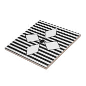 Black White Diamond Geometric Stripes Pattern Tegeltje (Zijkant)