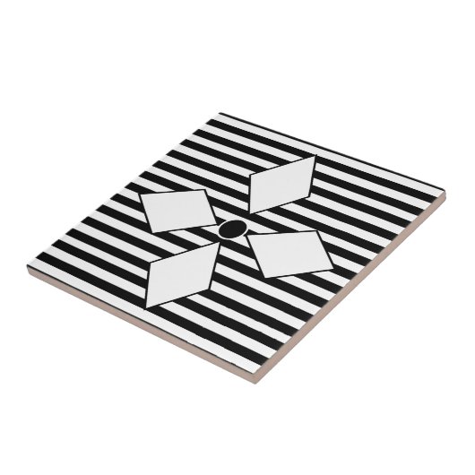 Black White Diamond Geometric Stripes Pattern Tegeltje (Zijkant)