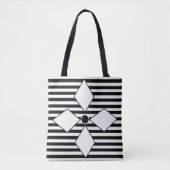 Black White Diamond Geometric Stripes Pattern Tote Bag (Voorkant)