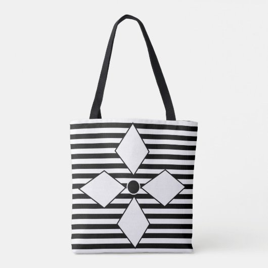 Black White Diamond Geometric Stripes Pattern Tote Bag (Achterkant)