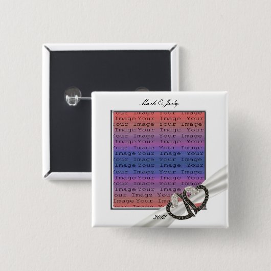 Black & White Diamond Hearts Button (Voorkant /achterkant)