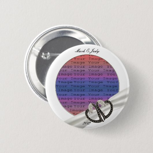 Black & White Diamond Hearts Button (Voorkant /achterkant)