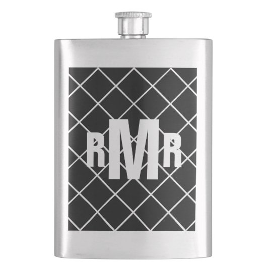 Black White Diamond Monogrammed Heupfles (Voorkant)