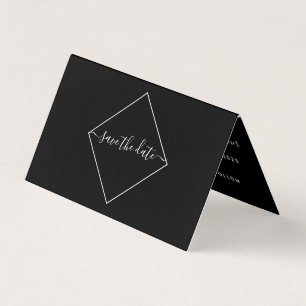 Black & White Diamond Photo Save the Date Card Visitekaartje