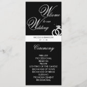 Black & White Diamond Ring Welkom op onze bruiloft Programmakaart (Voorkant)