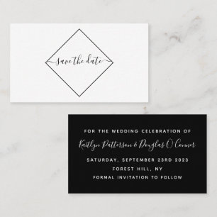 Black & White Diamond Save the Date Kaart Visitekaartje