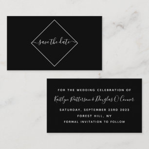 Black & White Diamond Save the Date Kaart Visitekaartje