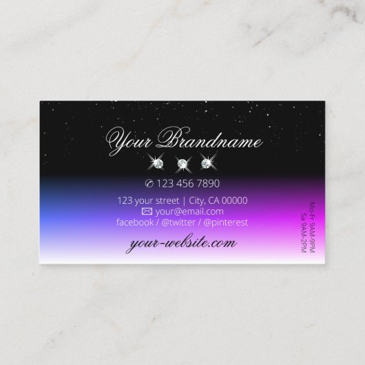 Black White Diamonds Roze Paarse gradiënt Visitekaartje (Achterkant)