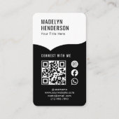 Black White Digital Connect QR-code voor sociale m Visitekaartje (Voorkant)