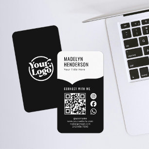 Black White Digital Connect QR-code voor sociale m Visitekaartje