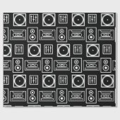 Black White DJ Music Wrapping Paper Cadeaupapier (Vlak)