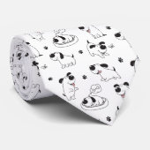 Black & White Dog Cartoon Custom Necktie Stropdas (Opgerold)