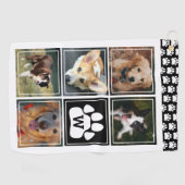 Black White Dog Paw Pet Photo Collage Golfhanddoek (Horizontaal)
